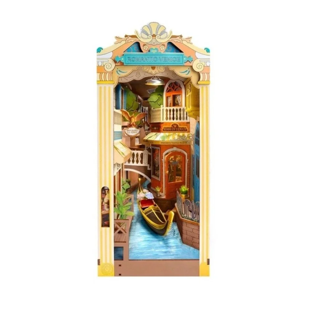 Rolife 3D Wooden Book Nook‎ & wonderland Kit DIY Miniature Venice LED Bookshelf